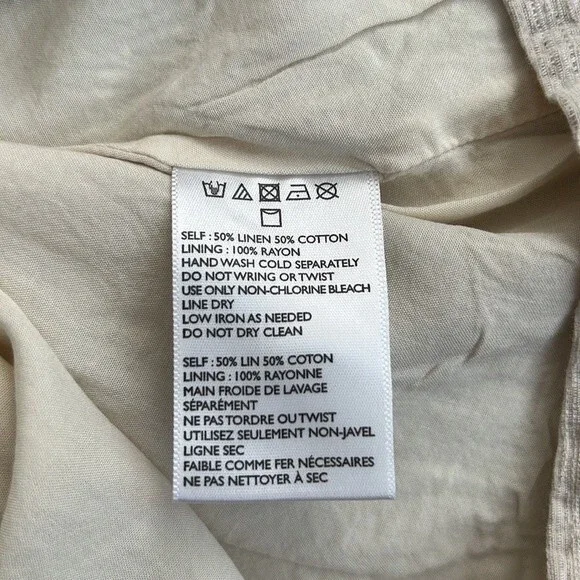 Urban Outfitters Riley Button Front Mini Dress Size 0 Linen & Cotton Beige Cream - Picture 10 of 12